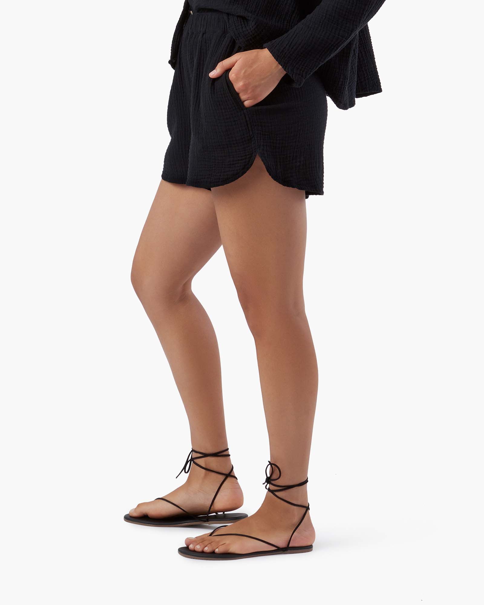 Black Women's TKEES Gauze Shorts | 125437-MCF