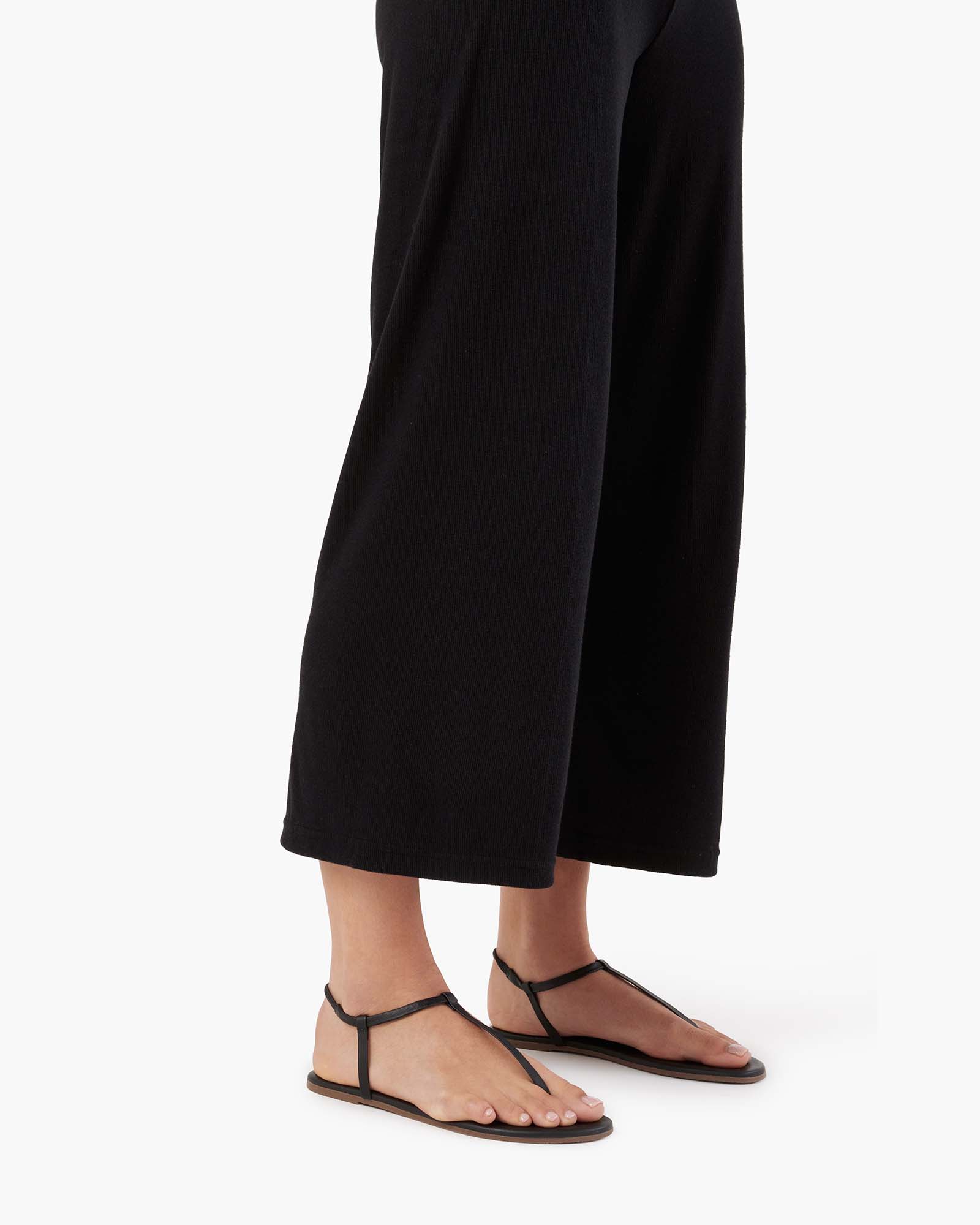 Black Women's TKEES Light Rib Culotte Pants | 451260-RYA