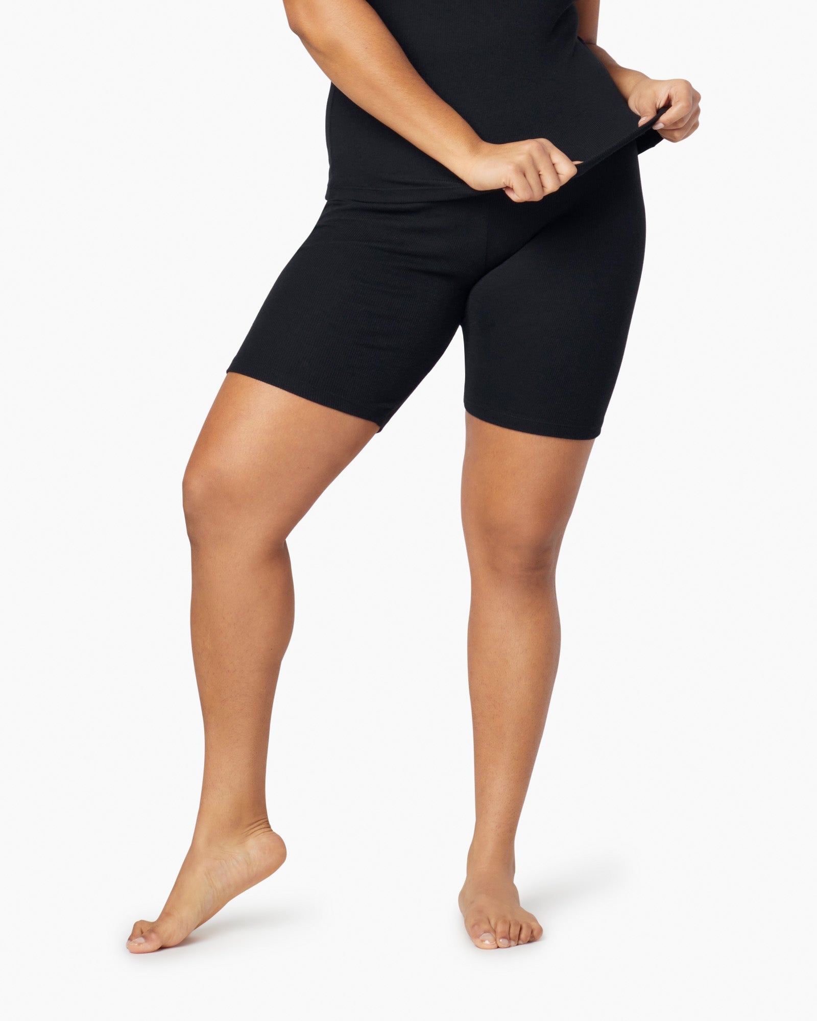 Black Women's TKEES Super Rib Biker Shorts | 782593-LRA