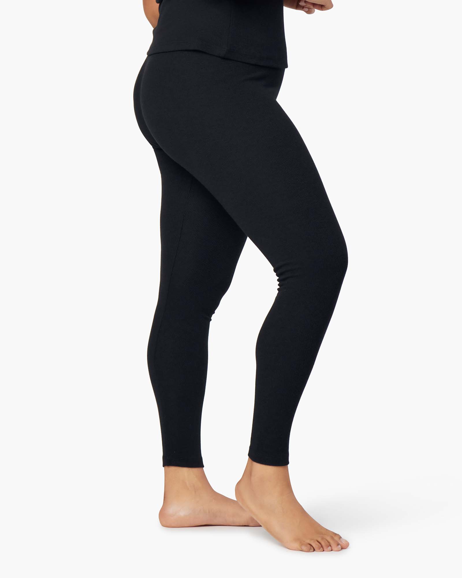 Black Women's TKEES Super Rib Leggings | 296470-QNX