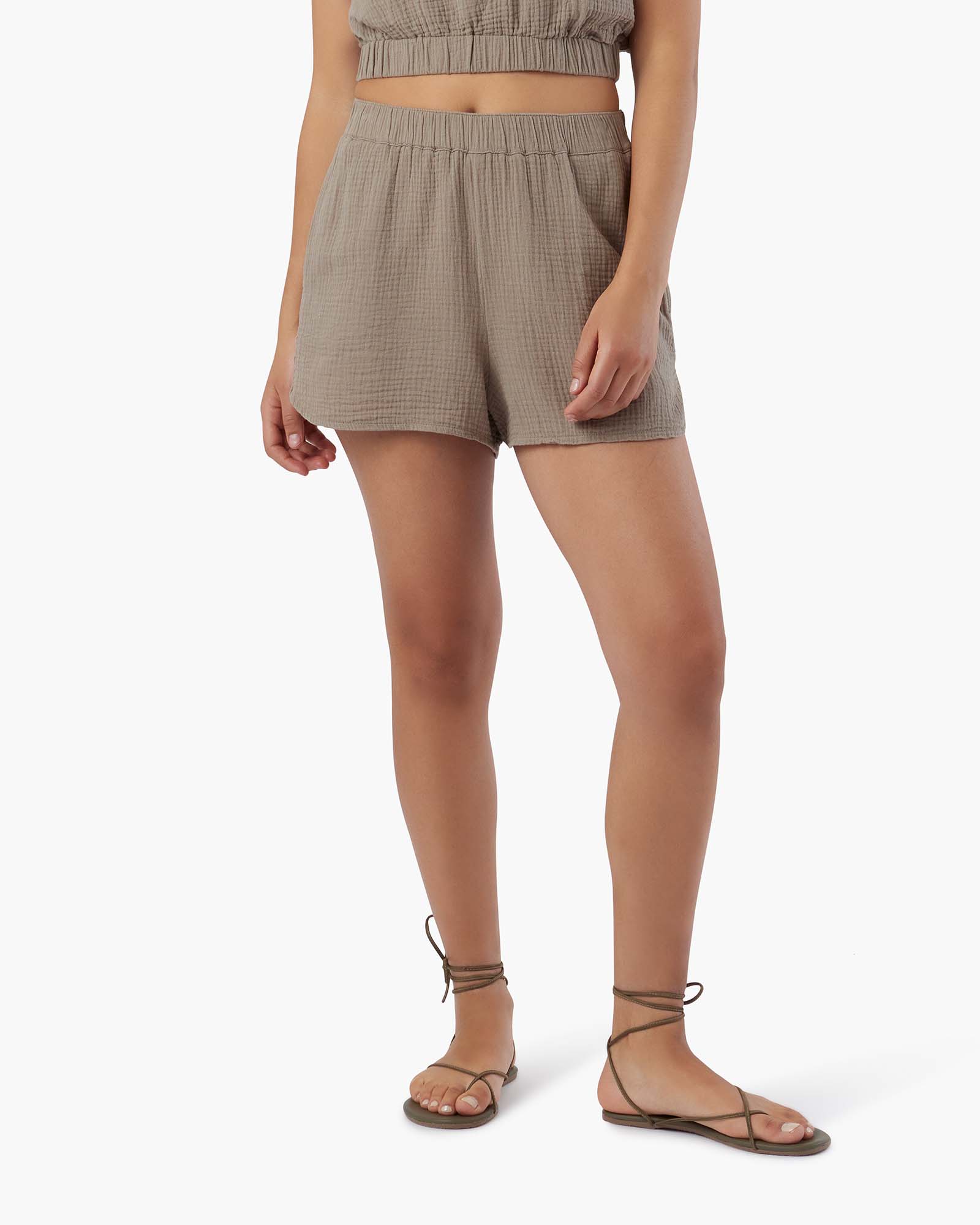 Brown Women's TKEES Gauze Shorts | 285639-XFM