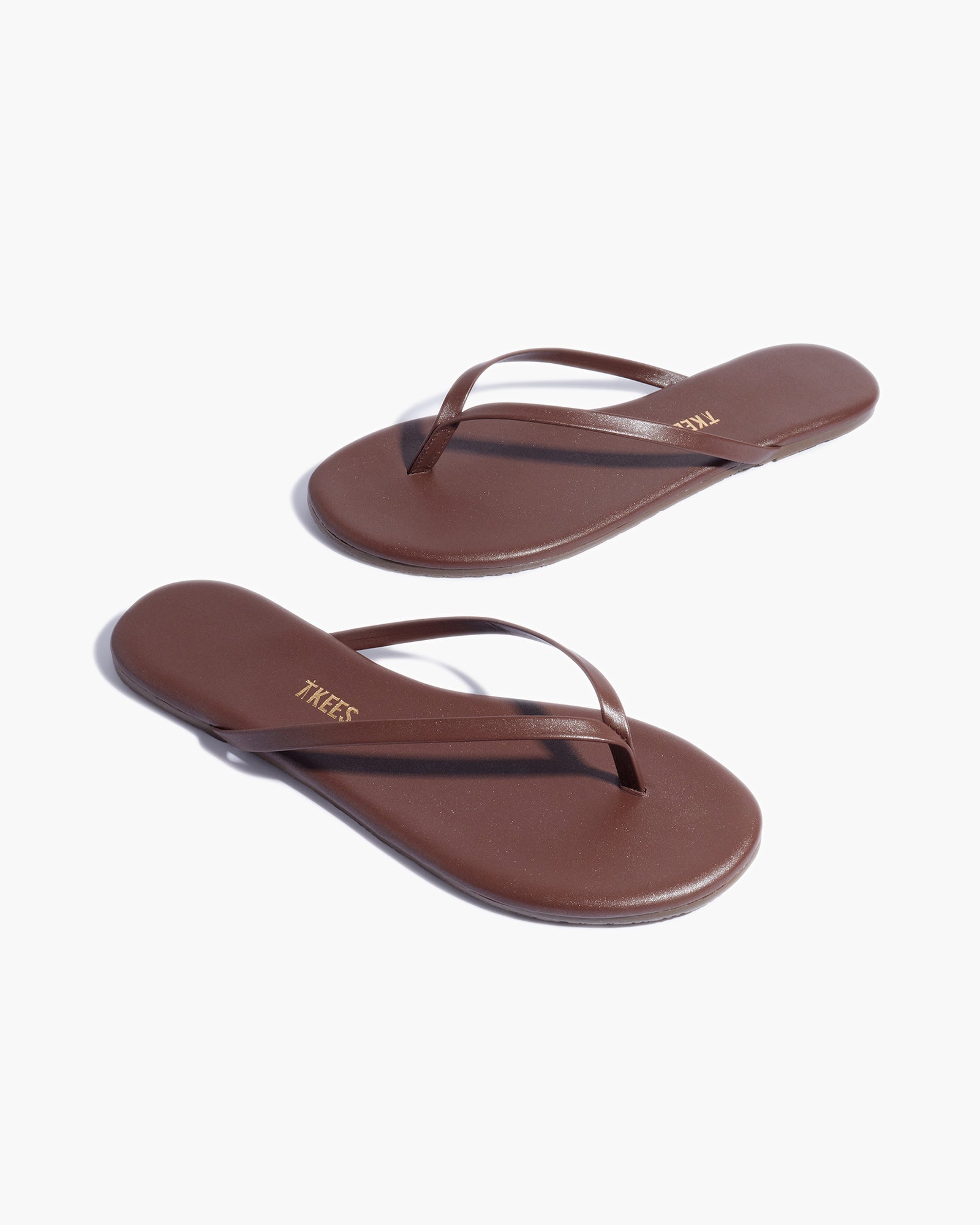 Brown Women's TKEES Lily Shimmers Flip Flops | 327689-HYV