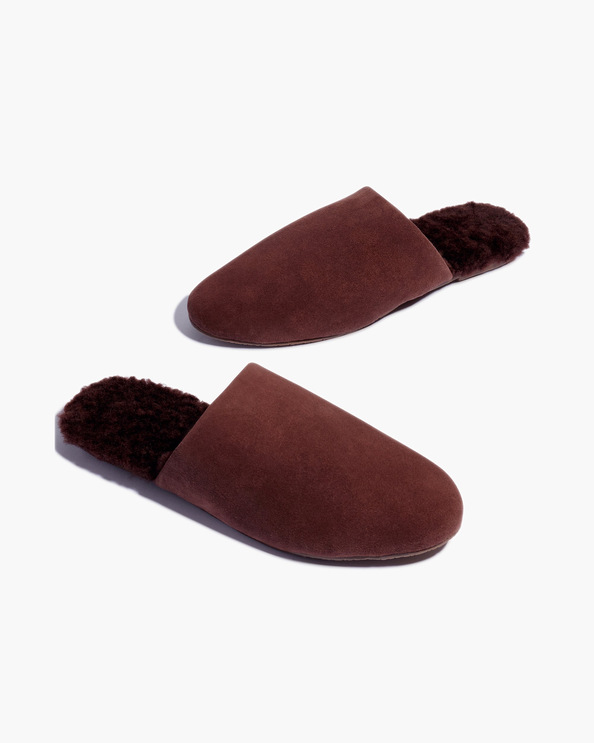 Chocolate Women's TKEES Ines Shearling Slides | 197538-BNL