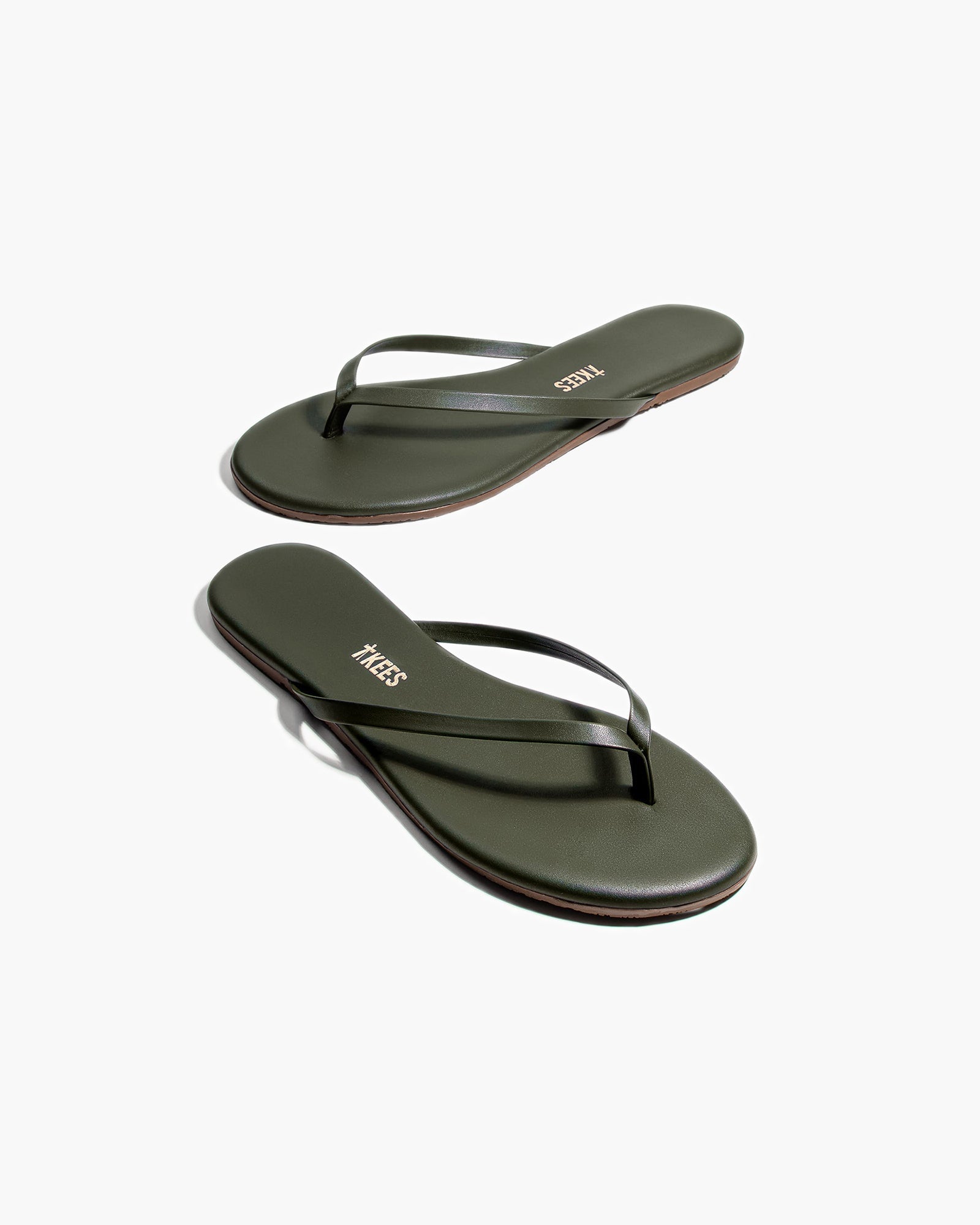 Green Women's TKEES Lily Liners Flip Flops | 604297-HCJ