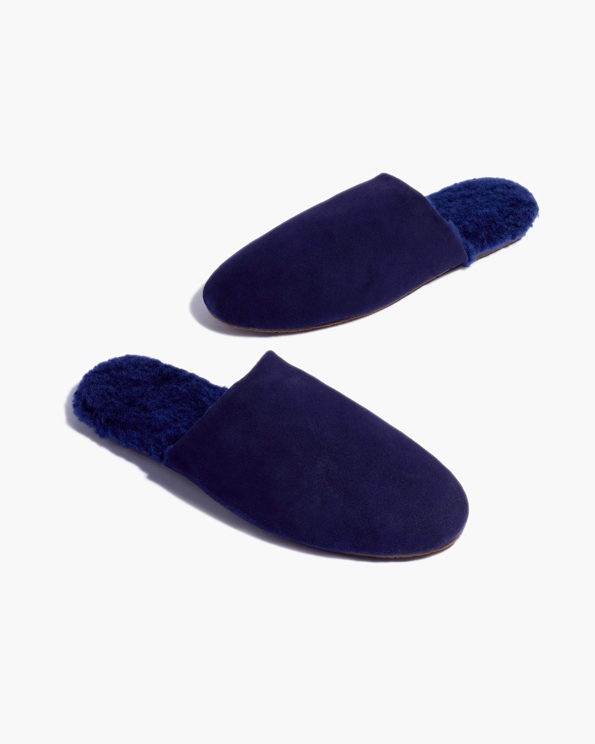 Navy Women's TKEES Ines Shearling Slides | 319872-OBJ