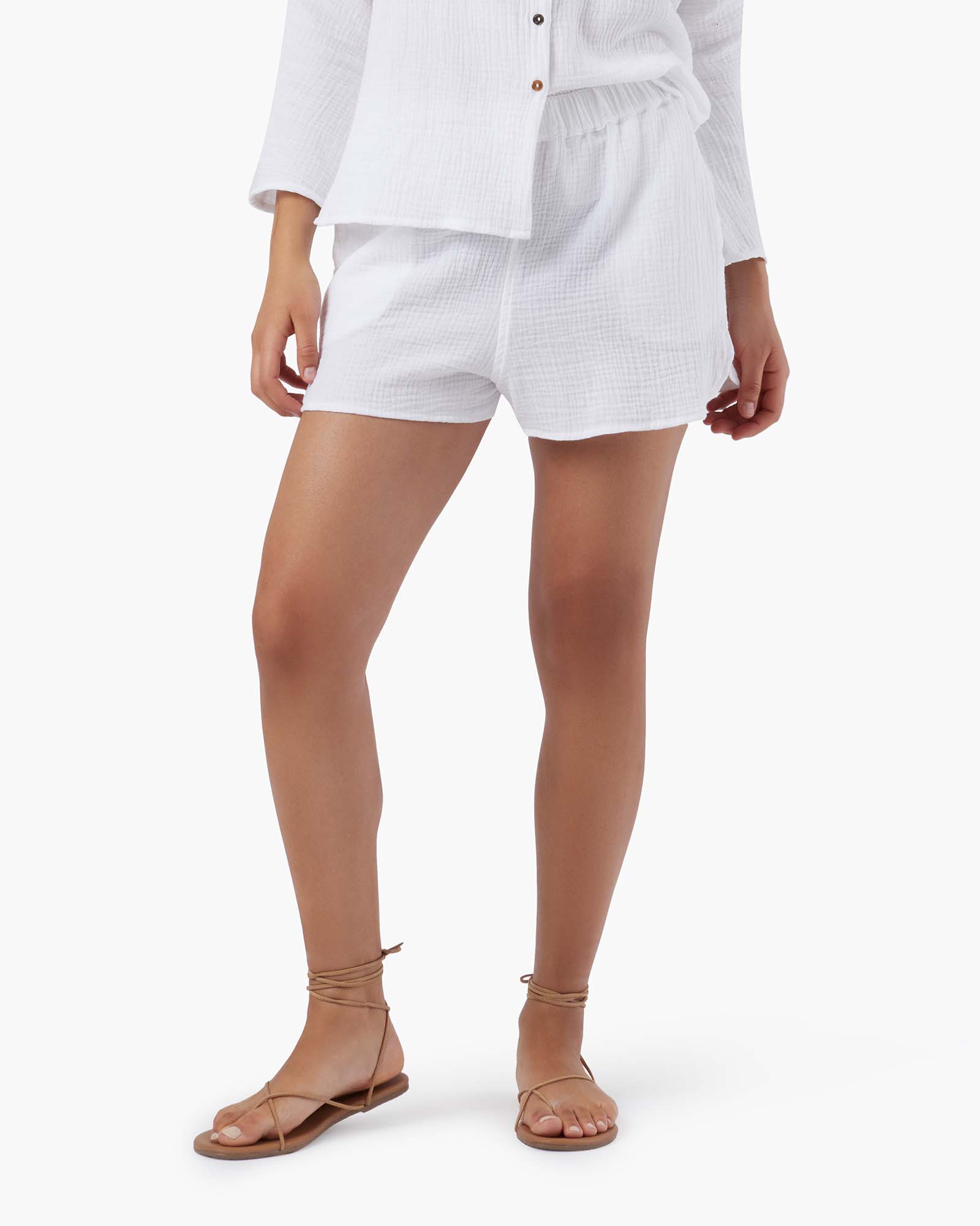 White Women's TKEES Gauze Shorts | 635471-SIX