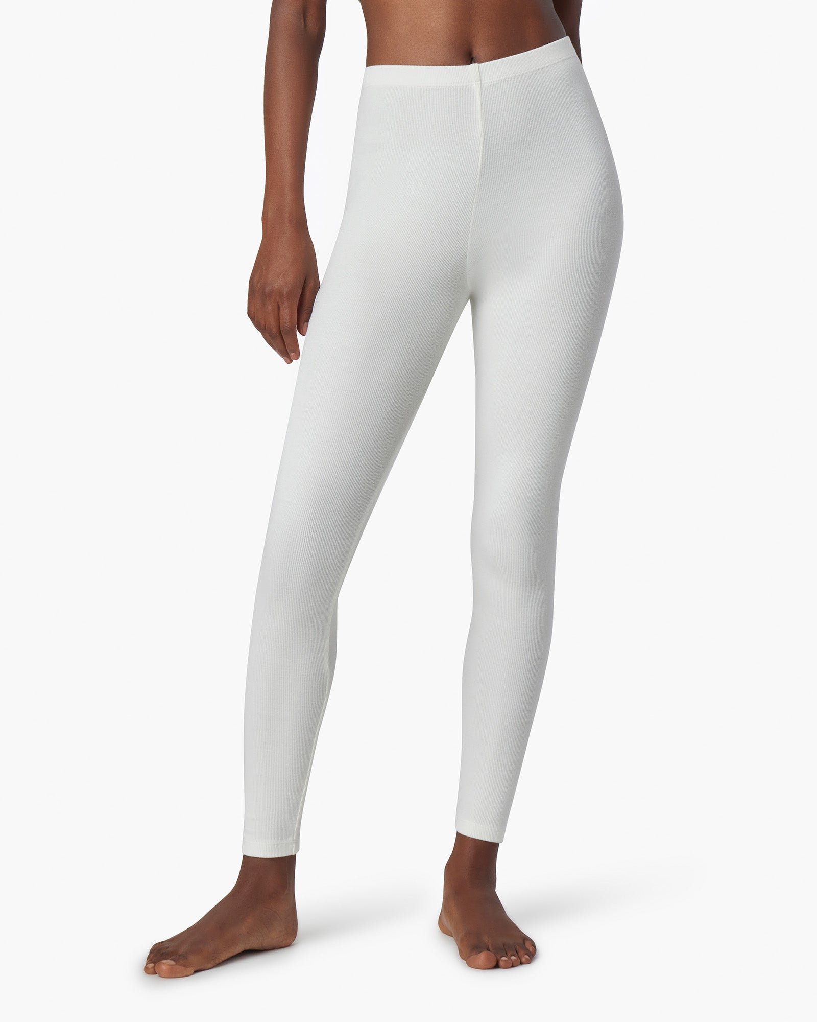 White Women's TKEES Super Rib Leggings | 923078-YSW