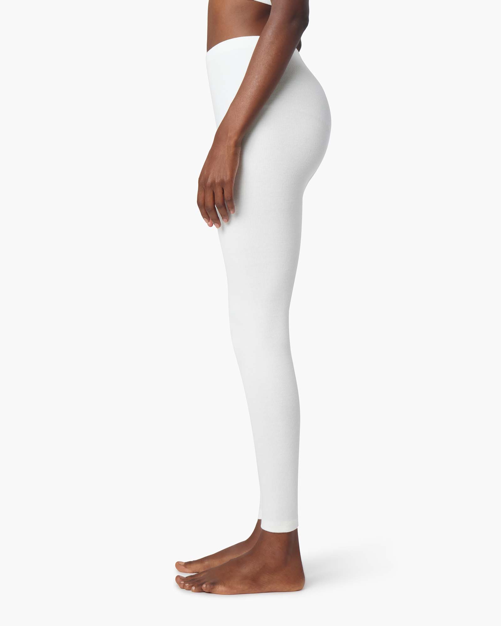 White Women's TKEES Super Rib Leggings | 923078-YSW