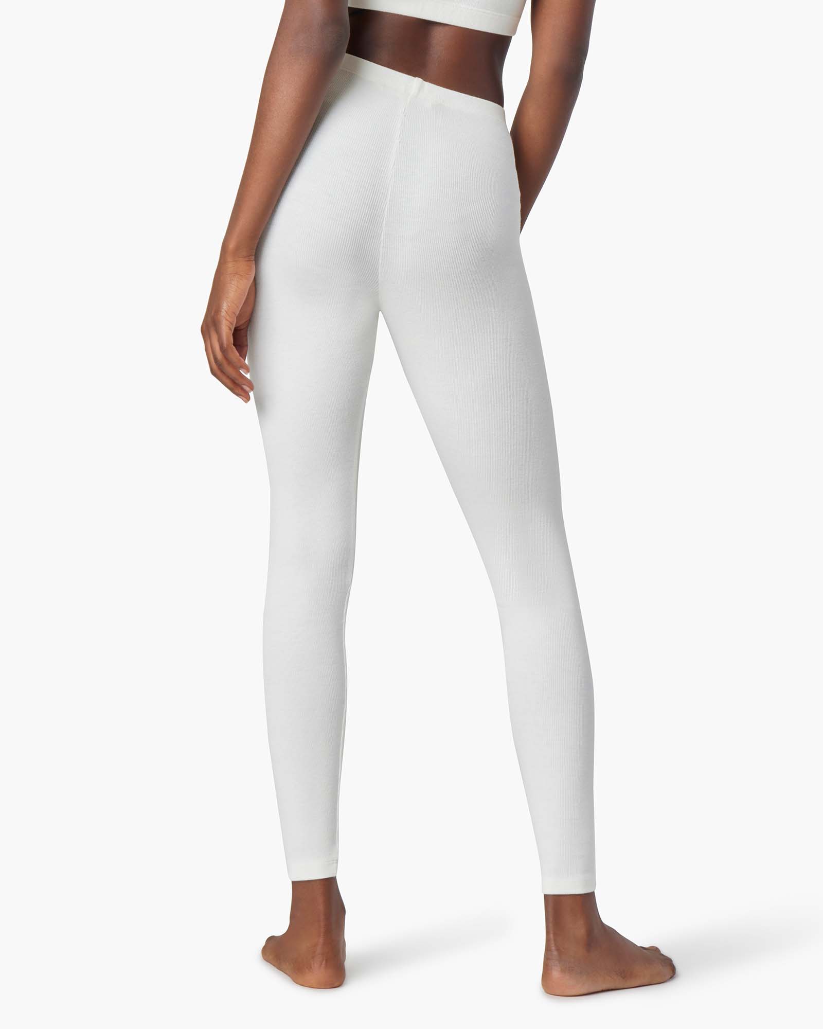 White Women's TKEES Super Rib Leggings | 923078-YSW