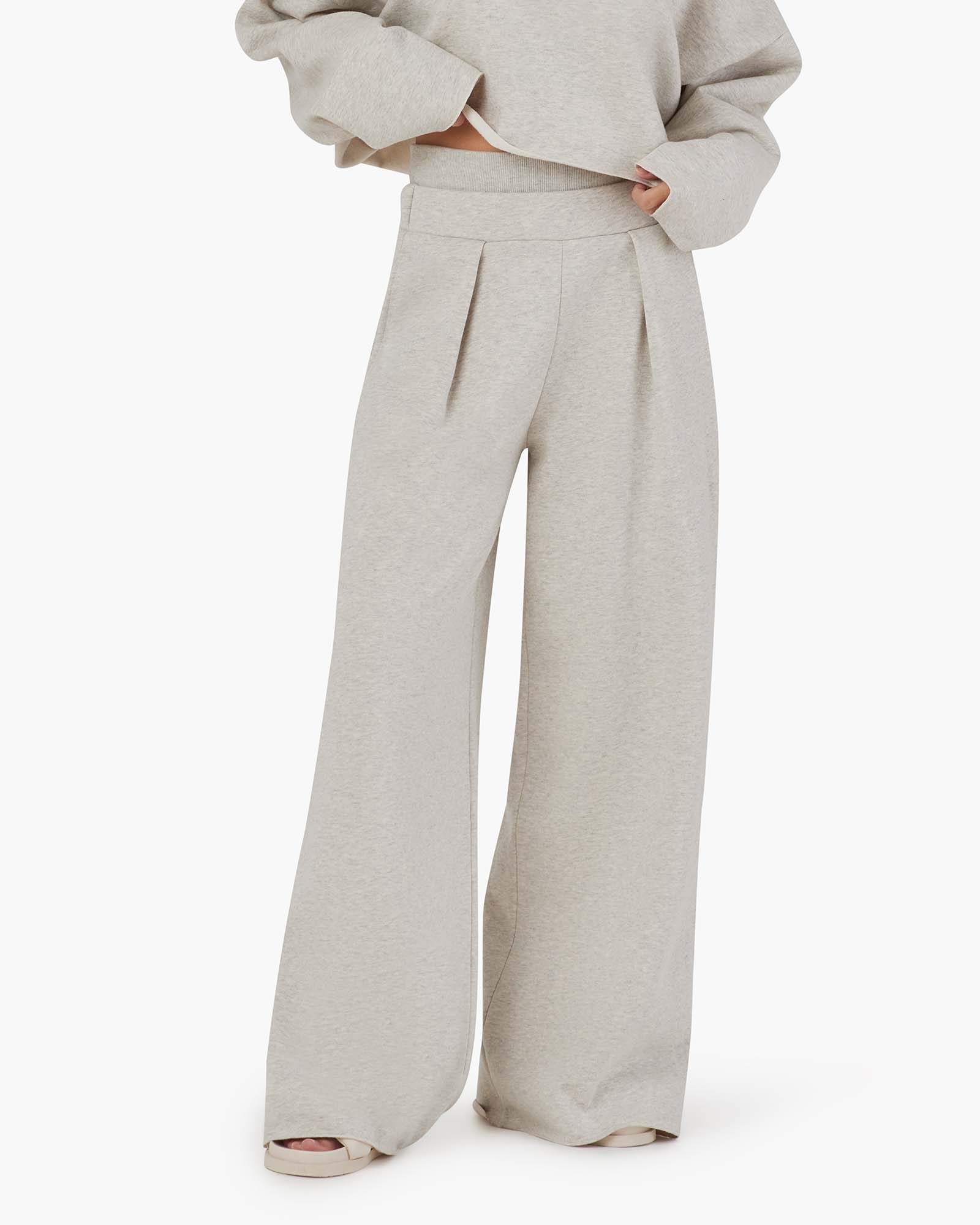 White Women's TKEES Warm Core Wide Leg Pants | 731498-OYZ