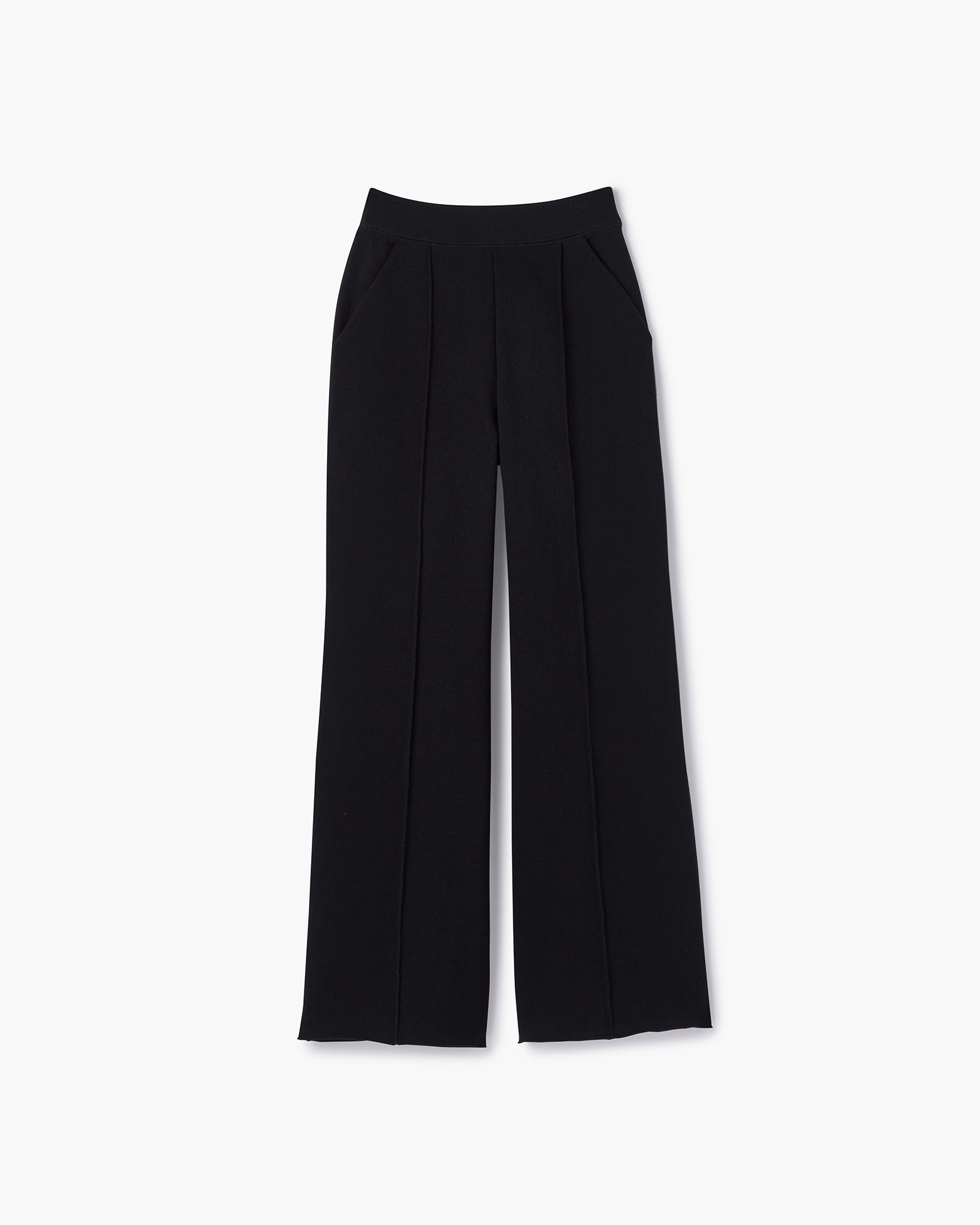 Black Women's TKEES Raw Edge Wide Leg Pants | 419563-STW