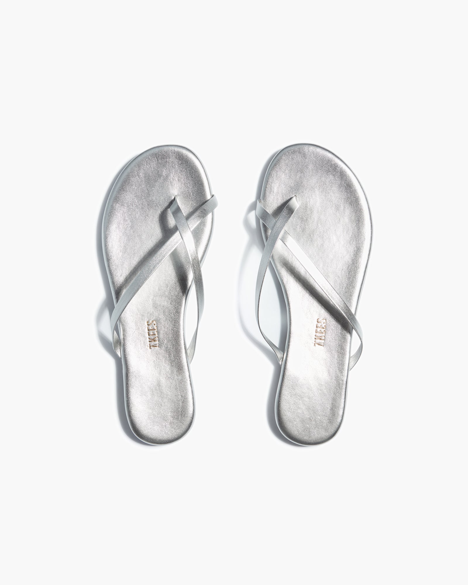 Silver Women's TKEES Riley Metallics Sandals | 372014-PNM